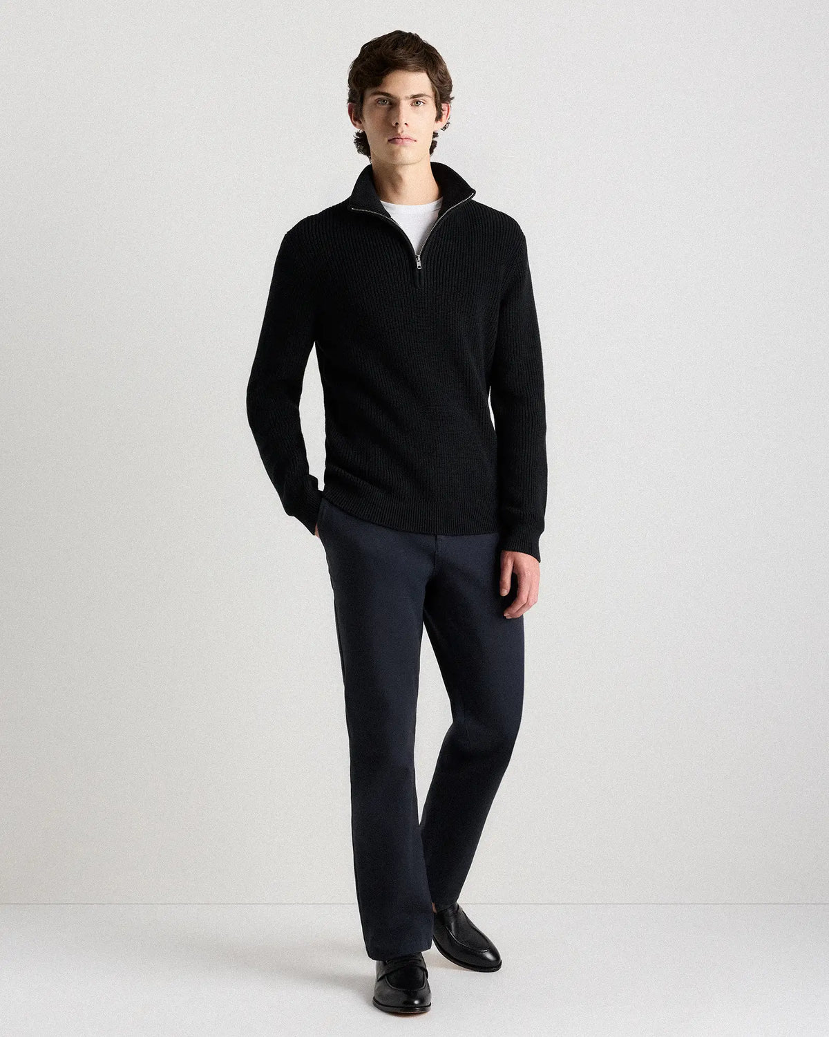 100% Organic Cotton Ribbed Quarter-Zip Sweater - US 4539