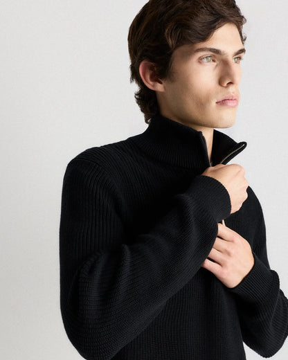 100% Organic Cotton Ribbed Quarter-Zip Sweater - US 4539