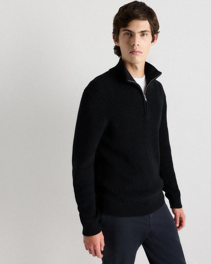 100% Organic Cotton Ribbed Quarter-Zip Sweater - US 4539