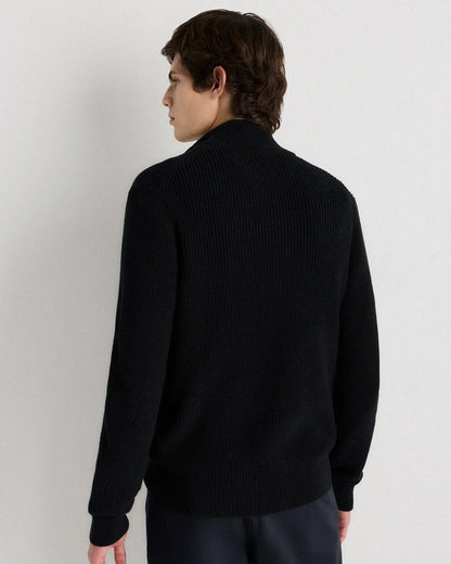 100% Organic Cotton Ribbed Quarter-Zip Sweater - US 4539