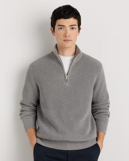100% Organic Cotton Ribbed Quarter-Zip Sweater - US 8410