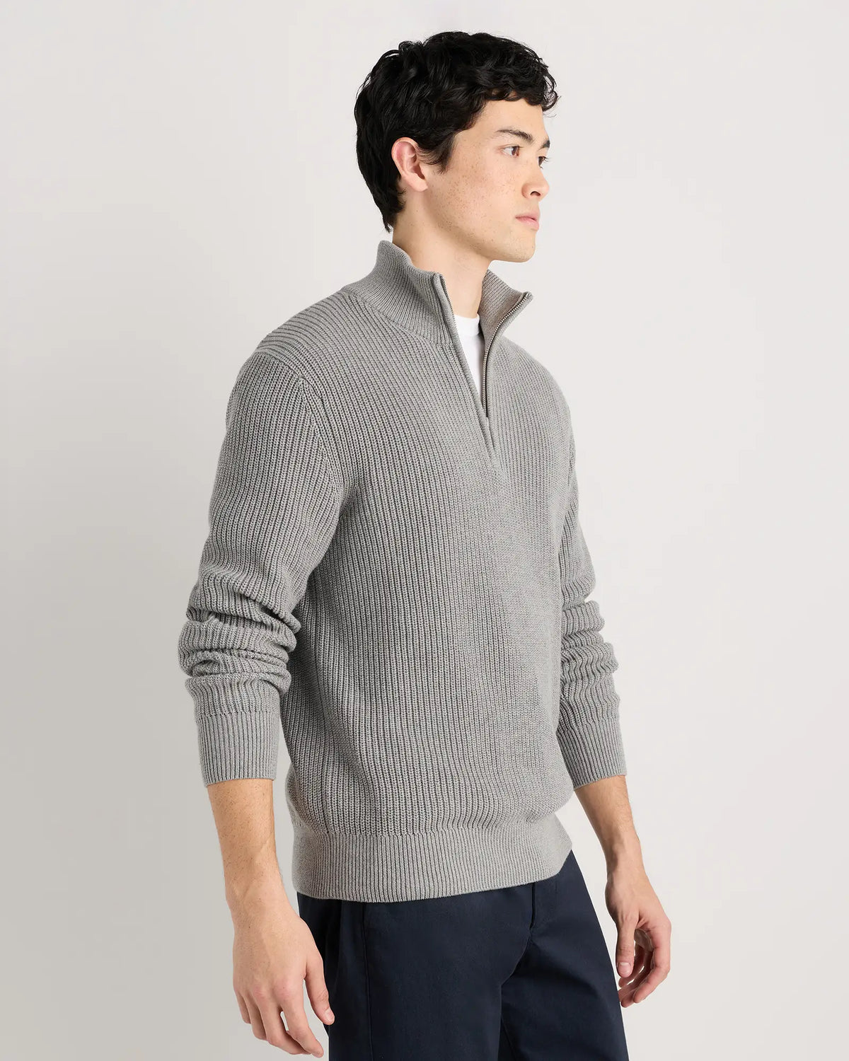 100% Organic Cotton Ribbed Quarter-Zip Sweater - US 8410