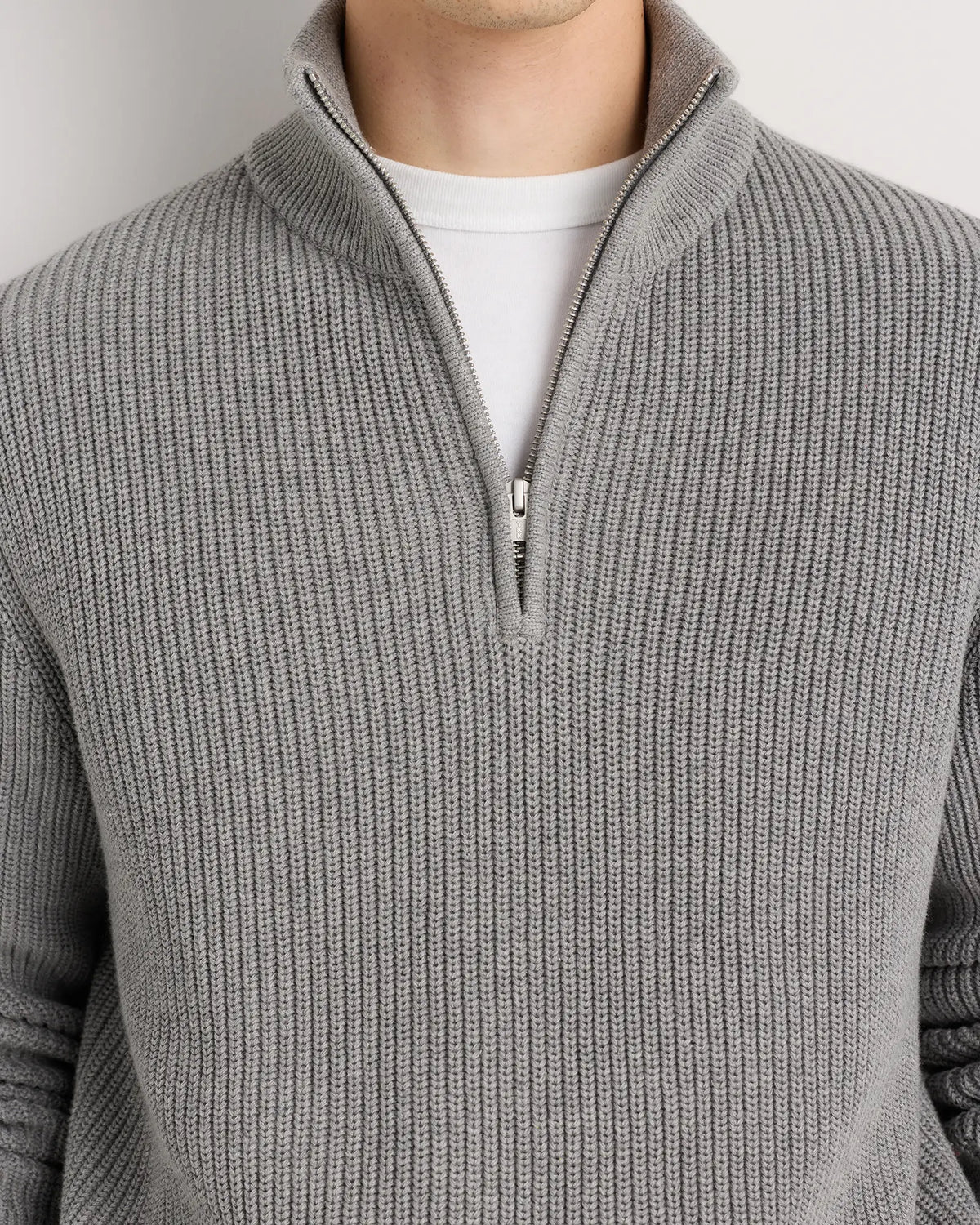 100% Organic Cotton Ribbed Quarter-Zip Sweater - US 8410