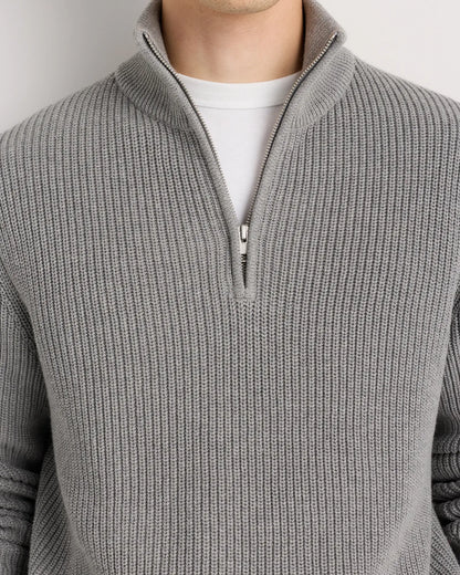 100% Organic Cotton Ribbed Quarter-Zip Sweater - US 8410