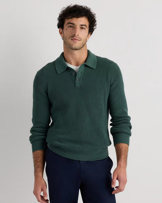 100% Organic Cotton Ribbed Polo Sweater - US 0900