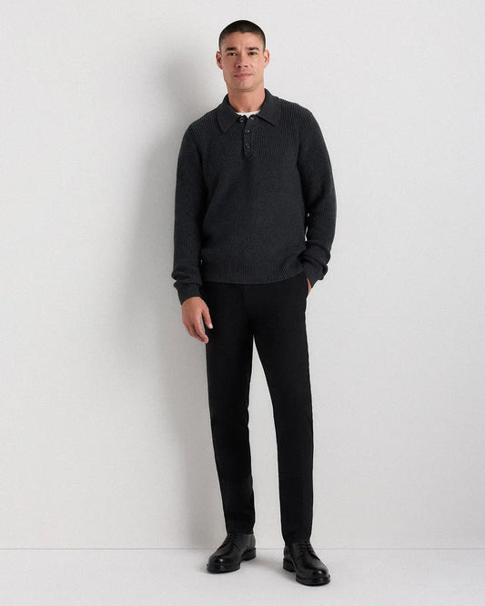 100% Organic Cotton Ribbed Polo Sweater - US 7091