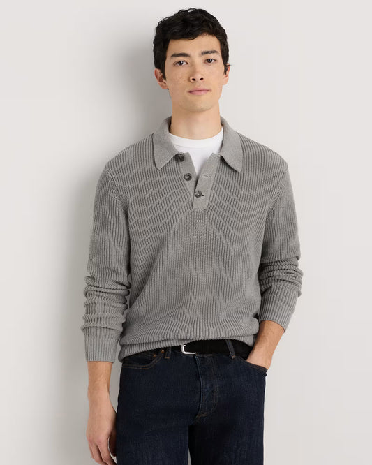 100% Organic Cotton Ribbed Polo Sweater - US 4484