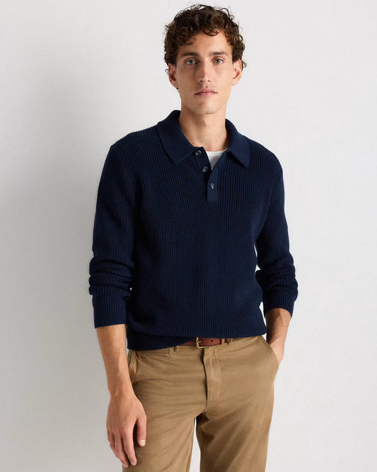 100% Organic Cotton Ribbed Polo Sweater - US 6824