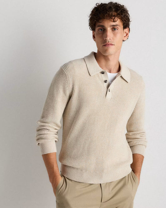 100% Organic Cotton Ribbed Polo Sweater - US 4363