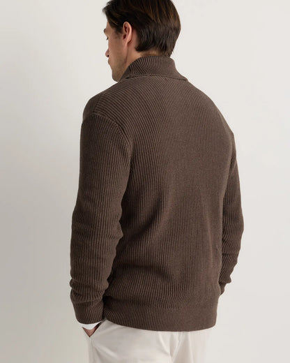 100% Organic Cotton Ribbed Shawl-Collar Cardigan Sweater - US 9953