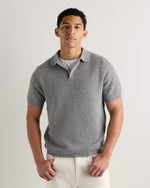 Mongolian Cashmere Waffle Short Sleeve Polo Sweater - US 8791