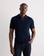 Mongolian Cashmere Waffle Short Sleeve Polo Sweater - US 6074