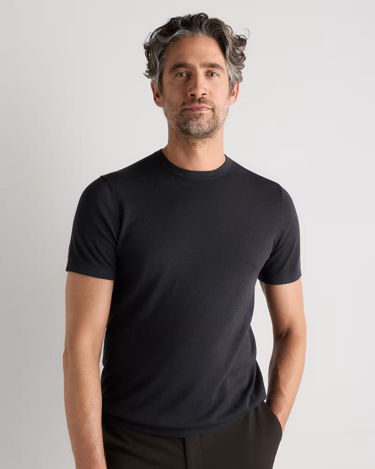 Cotton-Silk Short Sleeve Crewneck Sweater - US 3215
