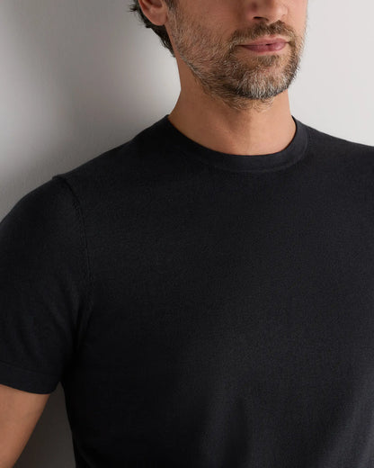 Cotton-Silk Short Sleeve Crewneck Sweater - US 3215