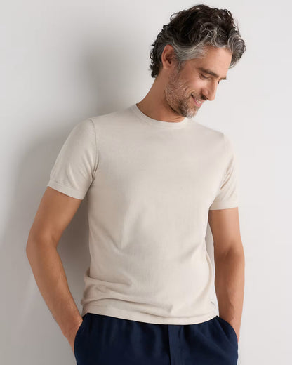 Cotton-Silk Short Sleeve Crewneck Sweater - US 4658