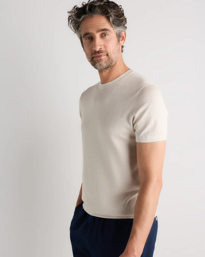 Cotton-Silk Short Sleeve Crewneck Sweater - US 4658