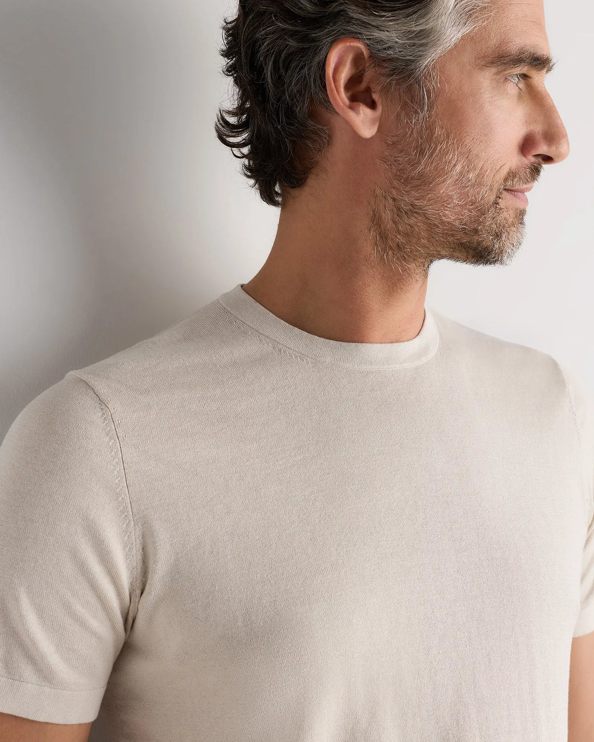 Cotton-Silk Short Sleeve Crewneck Sweater - US 4658