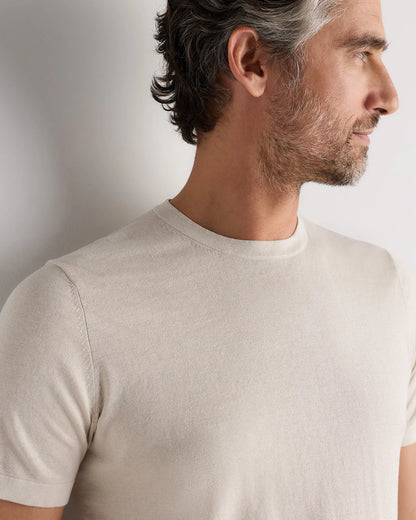 Cotton-Silk Short Sleeve Crewneck Sweater - US 4658