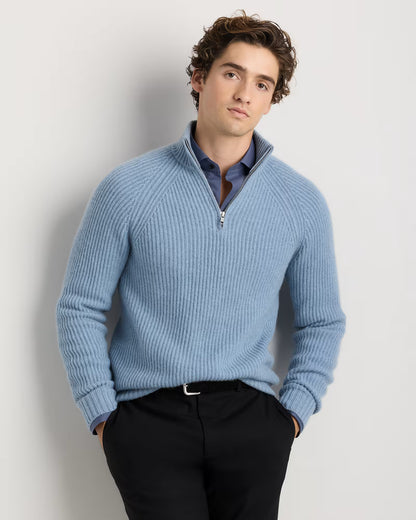 Mongolian Cashmere Fisherman Quarter Zip Sweater - US 4246