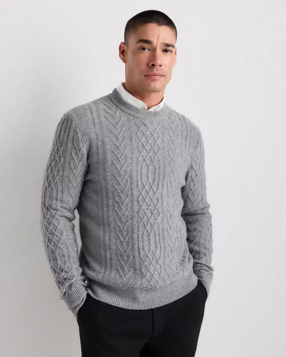Mongolian Cashmere Cable Crewneck Sweater - US 1019