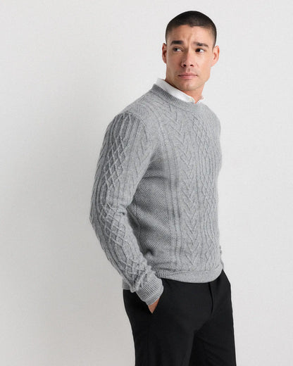 Mongolian Cashmere Cable Crewneck Sweater - US 1019
