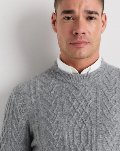 Mongolian Cashmere Cable Crewneck Sweater - US 1019