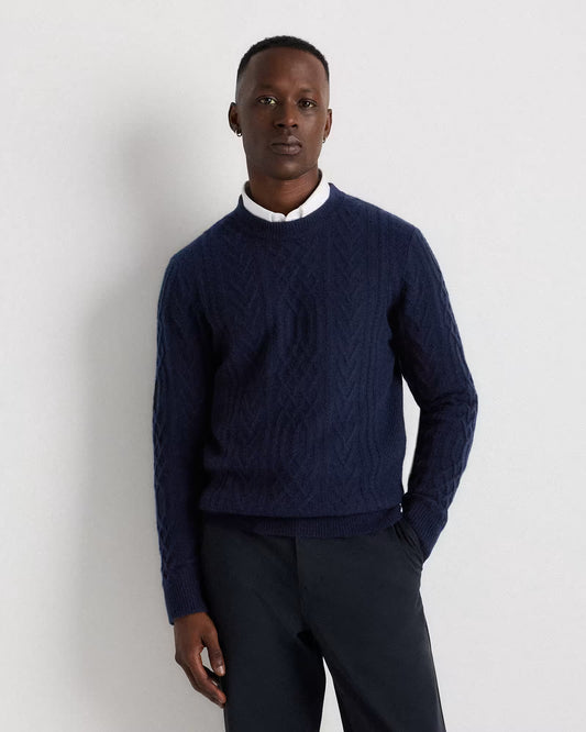 Mongolian Cashmere Cable Crewneck Sweater - US 1300