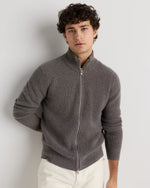 Mongolian Cashmere Fisherman Full Zip Sweater - US 0777