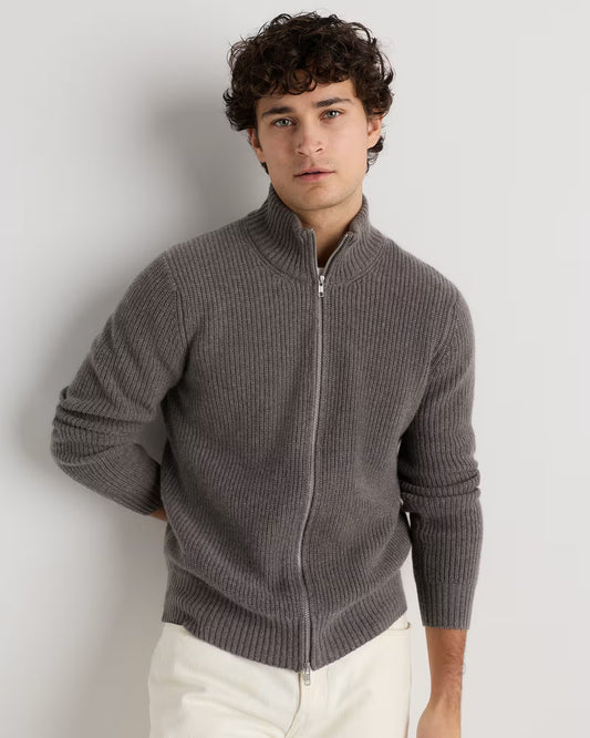 Mongolian Cashmere Fisherman Full Zip Sweater - US 0777