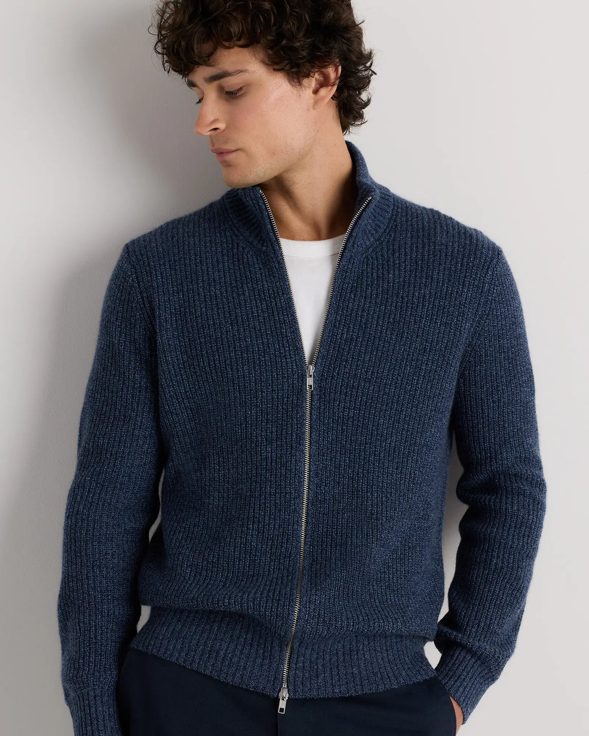 Mongolian Cashmere Fisherman Full Zip Sweater - US 3452