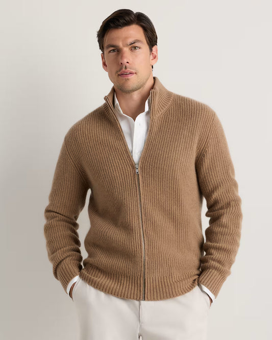 Mongolian Cashmere Fisherman Full Zip Sweater - US 2848