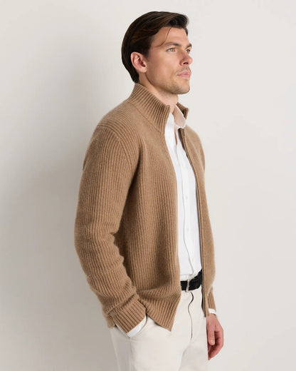 Mongolian Cashmere Fisherman Full Zip Sweater - US 2848