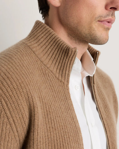 Mongolian Cashmere Fisherman Full Zip Sweater - US 2848