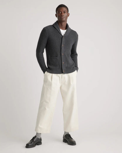 100% Organic Cotton Shawl-Collar Cardigan Sweater - US 2918