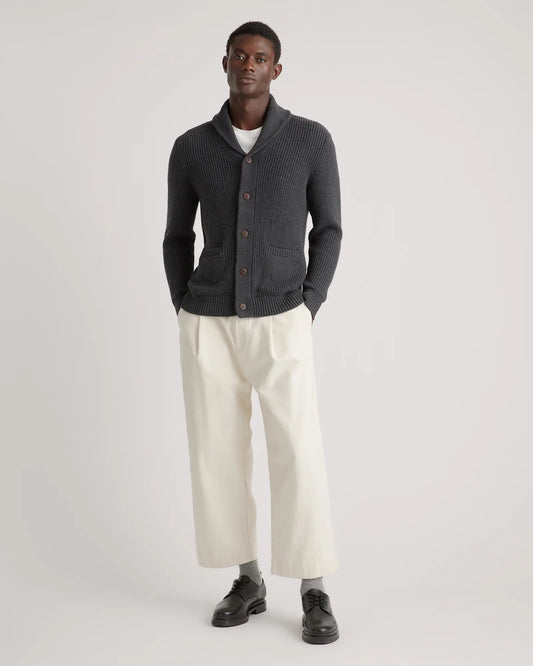100% Organic Cotton Shawl-Collar Cardigan Sweater - US 2918