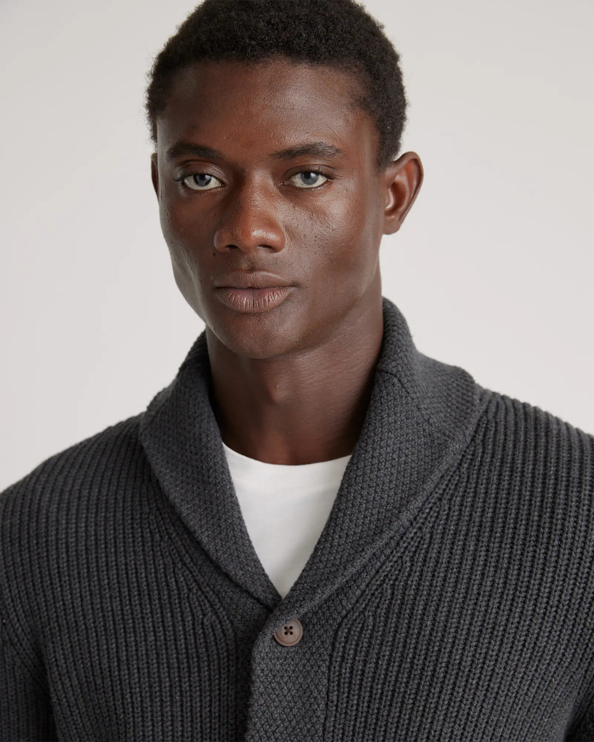 100% Organic Cotton Shawl-Collar Cardigan Sweater - US 2918