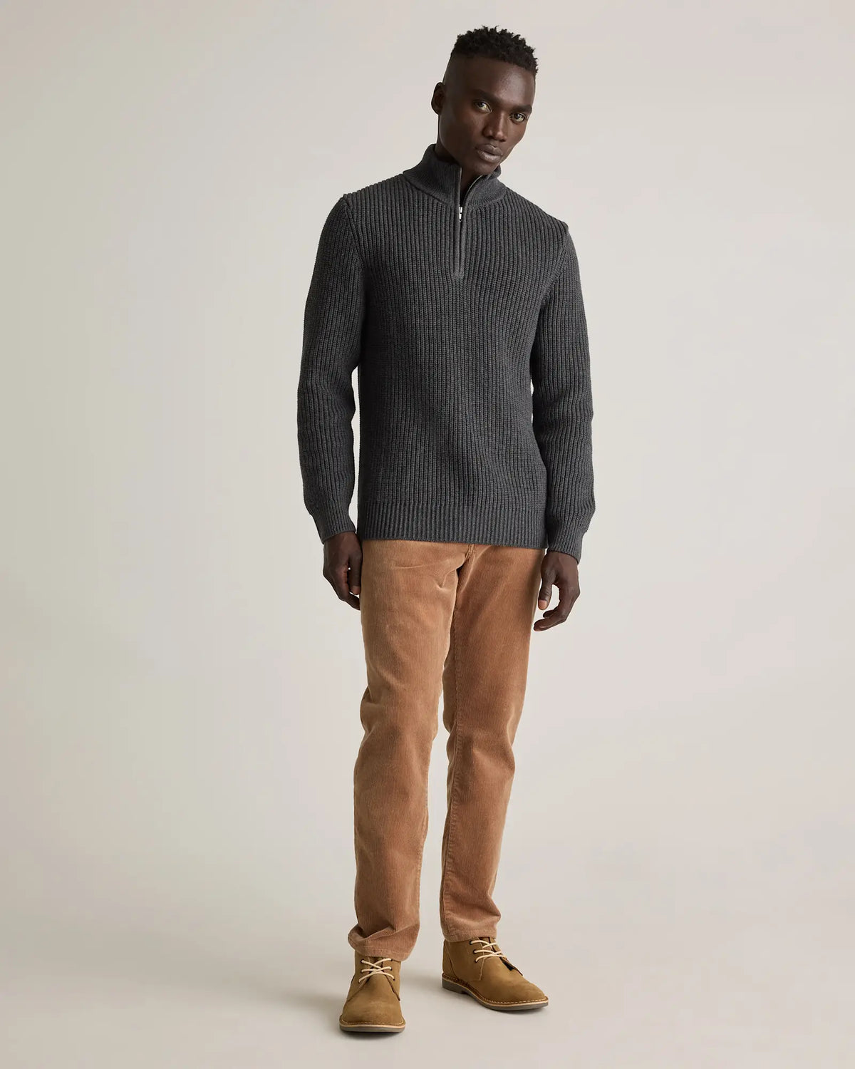 100% Organic Cotton Fisherman Quarter-Zip Sweater - US 3324