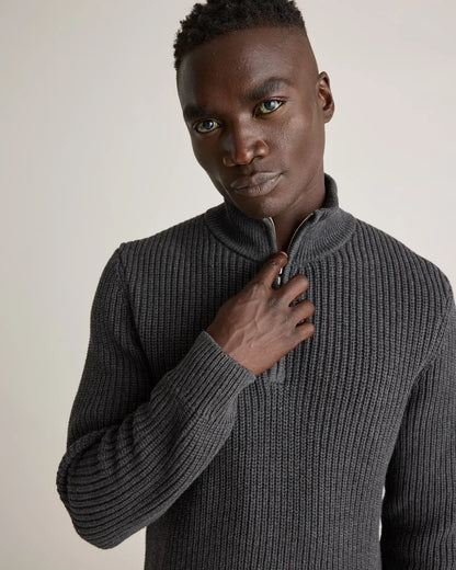 100% Organic Cotton Fisherman Quarter-Zip Sweater - US 3324