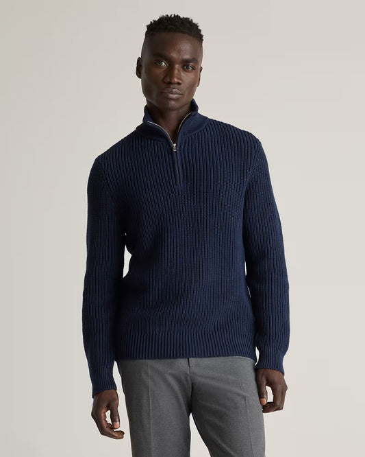 100% Organic Cotton Fisherman Quarter-Zip Sweater - US 0502