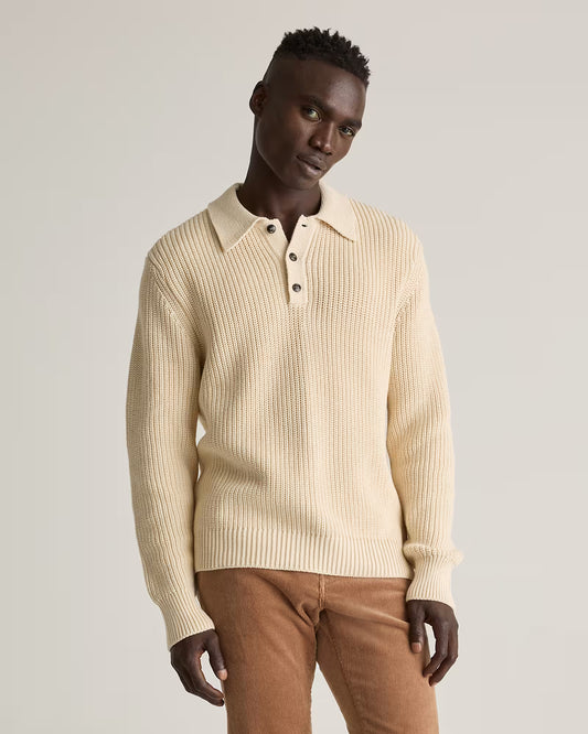 100% Organic Cotton Fisherman Polo Sweater - US 2828
