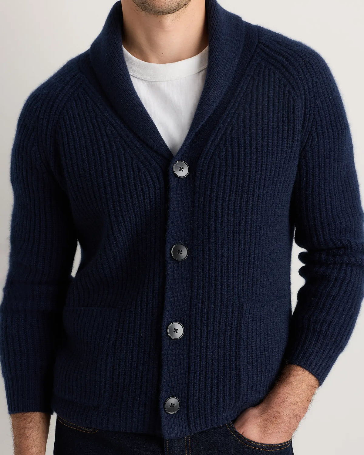 Mongolian Cashmere Shawl Collar Cardigan - US 2289
