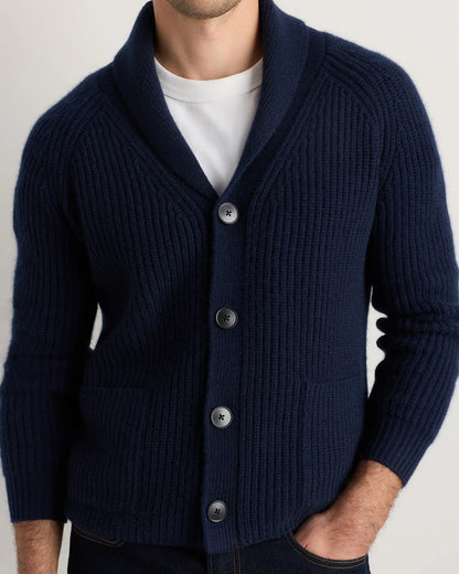 Mongolian Cashmere Shawl Collar Cardigan - US 2289