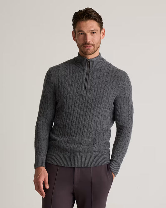 Luxe Baby Cashmere Cable Quarter Zip Sweater - US 3520