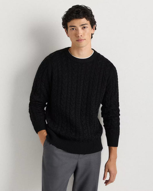 Australian Merino Wool Cable Crewneck Sweater - US 9025