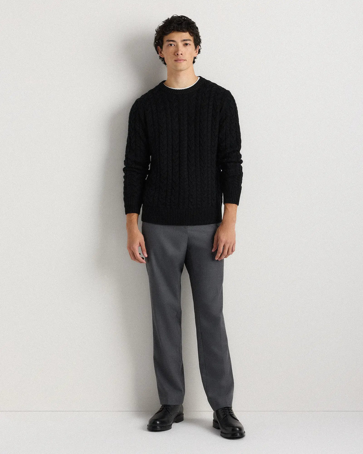 Australian Merino Wool Cable Crewneck Sweater - US 9025