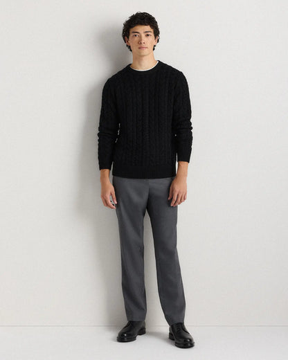 Australian Merino Wool Cable Crewneck Sweater - US 9025