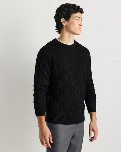 Australian Merino Wool Cable Crewneck Sweater - US 9025