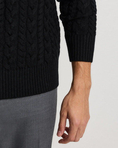 Australian Merino Wool Cable Crewneck Sweater - US 9025