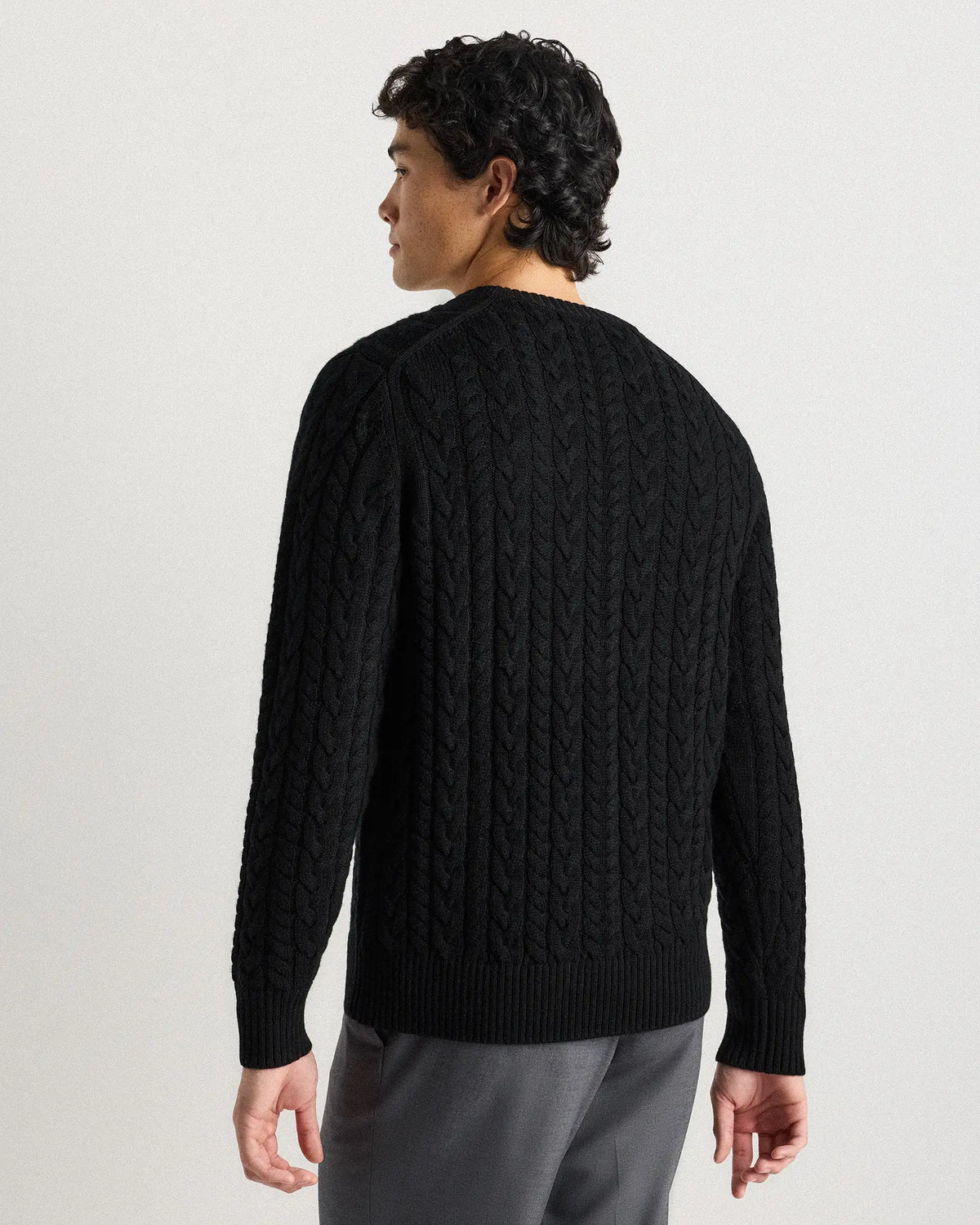 Australian Merino Wool Cable Crewneck Sweater - US 9025