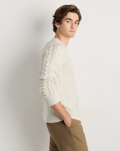Australian Merino Wool Cable Crewneck Sweater - US 4648